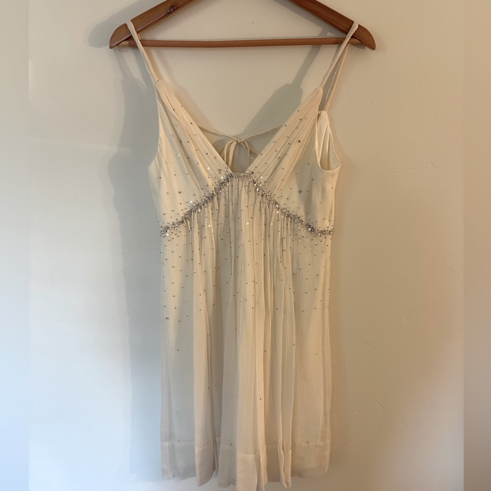 BCBG white silk dress